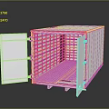 Train Freight Container With Open Door And Internal Metal Racks 3d model