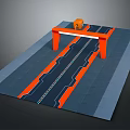 Cartoon Scene With Orange Bridge And Blue Track On Playful Colorful Ground Design
