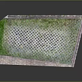Green Plants Covering Mesh Wall Structure With Brick Base And Lush Foliage