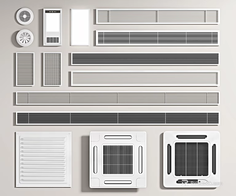 Various Air Conditioner Vent Designs Including Grilles Slots And Built In Styles 3d model 