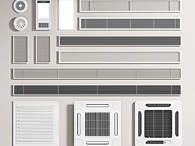Various Air Conditioner Vent Designs Including Grilles Slots And Built In Styles 3d model