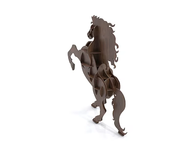 Wooden Horse Shaped Decorative Shelf with Multiple Storage Compartments for Home Decor and Organizing 3d model