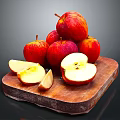 Fresh Whole And Sliced Apples On Rustic Wooden Cutting Board