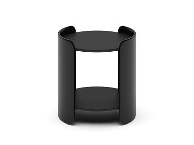 Black Modern Bedside Table with Curved Design and Two Shelves for Bedroom 3d model