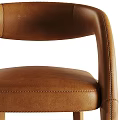 Brown Leather Bar Stools With Curved Armrests Wooden Legs And Metal Footrests