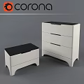Sleek Modern White Chest of Drawers With Black Top Three Drawers And Simple Legs