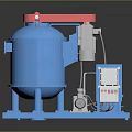 Industrial Blue Equipment with Red Top Motor Control Panel and Base Platform 3d model