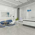 Modern Conference Room Interior With Long Wooden Table Gray Chairs And Blue Projection Screen