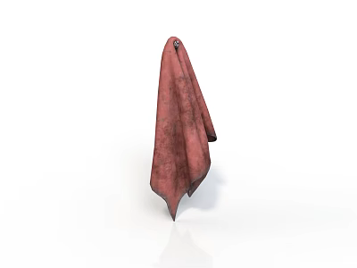 Folded Red Towel with Textured Fabric Displayed on White Background 3d model