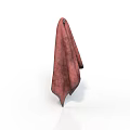 Folded Red Towel with Textured Fabric Displayed on White Background 3d model