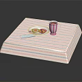 Striped Side Table with Plate of Donuts Pink Striped Cup and Card