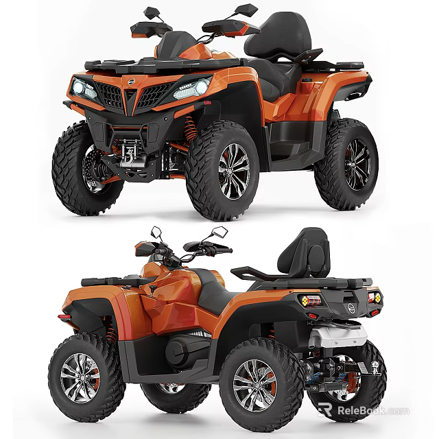 Orange All Terrain Vehicle ATV Front And Rear Views 3d model 