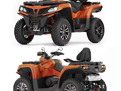Orange All Terrain Vehicle ATV Front And Rear Views 3d model