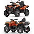 Orange All Terrain Vehicle ATV Front And Rear Views