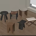 Various Modern Stools With Different Designs And Materials For Home Interior Decor 3d model