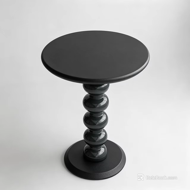 Modern Black Round Coffee Table With Smooth Surface And Stacked Circular Base 3d model 