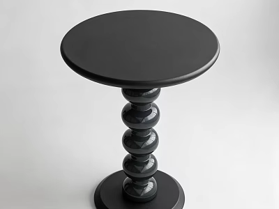 Modern Black Round Coffee Table With Smooth Surface And Stacked Circular Base 3d model