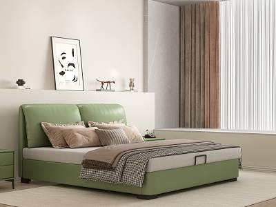 double bed leather bed model