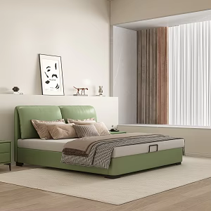 double bed leather bed 3d model