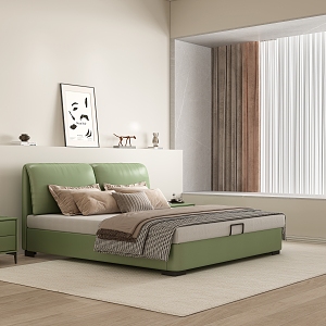 double bed leather bed 3d model