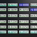 Different Colored License Plates Showing Alphanumeric Codes And Region Markers