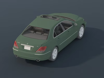 Green Sedan Rear View With Sunroof And White Alloy Wheels Exterior Design 3d model