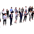 Diverse Group of Business Professionals in Formal Attire Standing Together Holding Documents