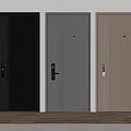 Three Modern Security Doors in Black Gray Beige with Textured Vertical Patterns and Secure Locks 3d model