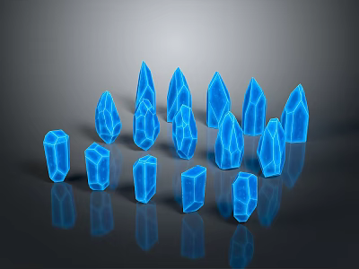 Modern Blue Crystal Shaped Wall Decor With Multiple Glossy Reflective Pieces 3d model