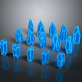 Modern Blue Crystal Shaped Wall Decor With Multiple Glossy Reflective Pieces 3d model