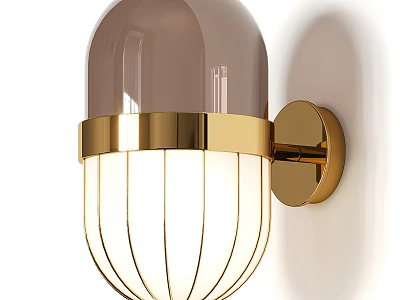 Modern Wall Sconce With Golden Metal Frame And Brown Glass Shade For Modern Interior 3d model