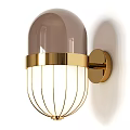 Modern Wall Sconce With Golden Metal Frame And Brown Glass Shade For Modern Interior
