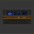 Modern Computer Control Console Featuring Multiple Screens Digital Interfaces Control Buttons And Indicator Lights