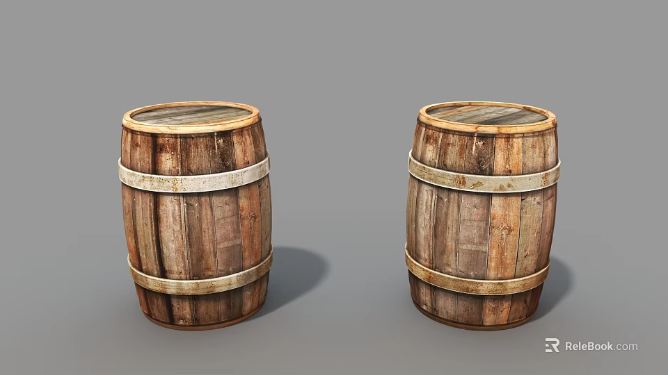 Vintage Wine Cabinet Featuring Two Rustic Wooden Barrels For Storage 3d model 