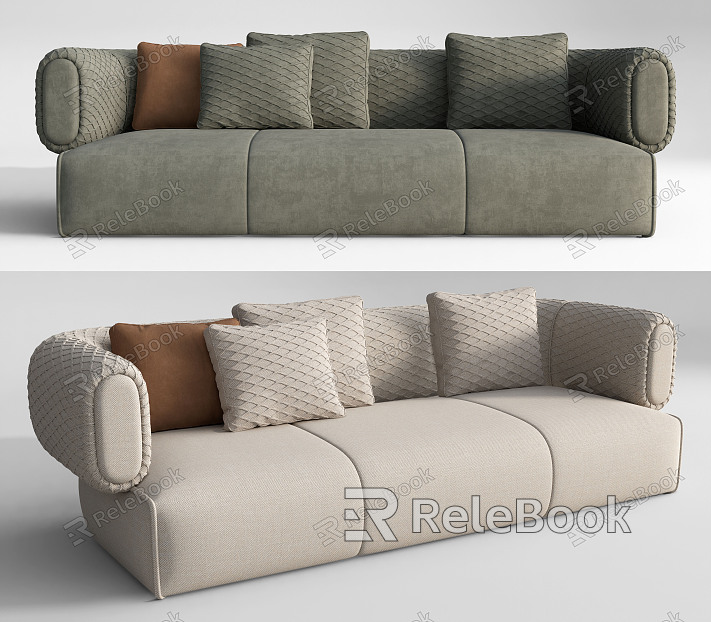 Modern three-seat sofa multiplayer sofa model