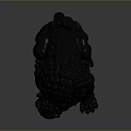 Traditional Black Stone Lion Statue With Intricate Mane Clawed Paws And Ornamental Ball