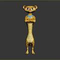 Animated Cheetah Character In Standing Pose With Yellow Spotted Fur And Blue Collar