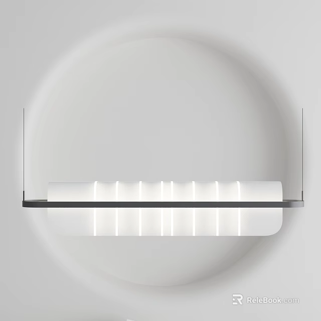 Modern Minimalist Chandelier with Strip Design on White Background and Illuminated Effect 3d model 