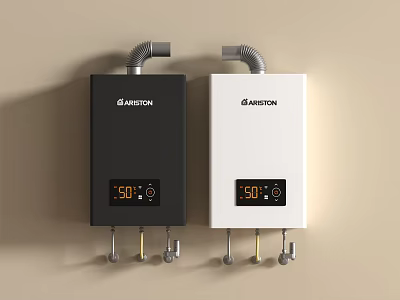 BARESTON Wall Mounted Water Heaters With Digital Display And 50℃ Temperature Control Black And White 3d model