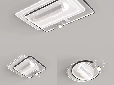 Modern Ceiling Lights In Square And Round Shapes With Illumination 3d model