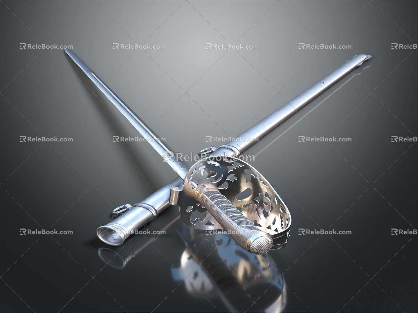 Modern Sword Officer Sword Long Sword Sheath 3d model