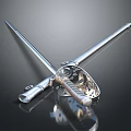 Stainless Steel Decorative Sword With Intricate Hilt And Polished Scabbard Design