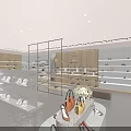 Elegant Modern Shoe Store Interior With Open Display Shelves Handbags And High Heels