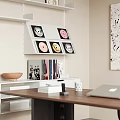 Middle Ancient Study Middle Ancient Study Decoration Desk and Chair Bookshelf Potted Plant Partition Office Chair Office Desk Carpet 3d model