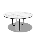 Round White Marble Coffee Table With Copper Metal Frame And Minimalist Design