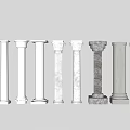 Classical Roman Columns In Various Styles With Marble And Stone Capitals 3d model