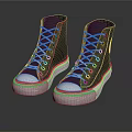 Black High Top Canvas Shoes With White Laces And Classic White Sole Design