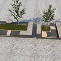 Urban Tree Planter Design With Green Grass Trees And Paved Ground 3d model