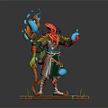 Wizard Character Featuring Octopus Like Creature Traits Holding Magic Staff With Floating Blue Orbs 3d model