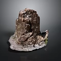 Isolated Rocky Terrain with Layered Texture Eroded Surface and Sparse Base Vegetation